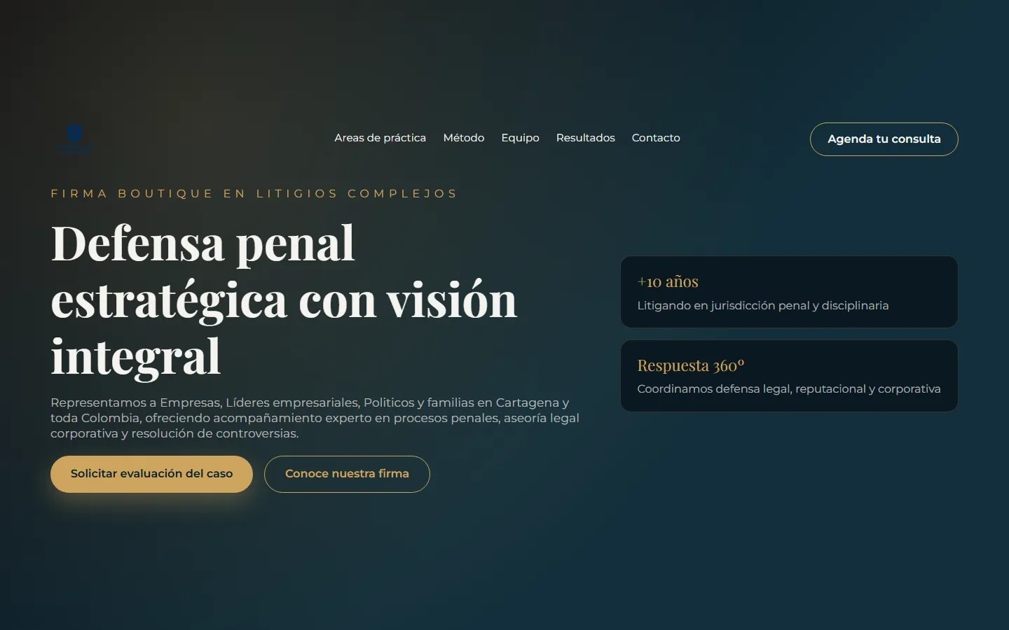 Captura de Cabarcas & Partners: sitio de una firma de abogados penalistas